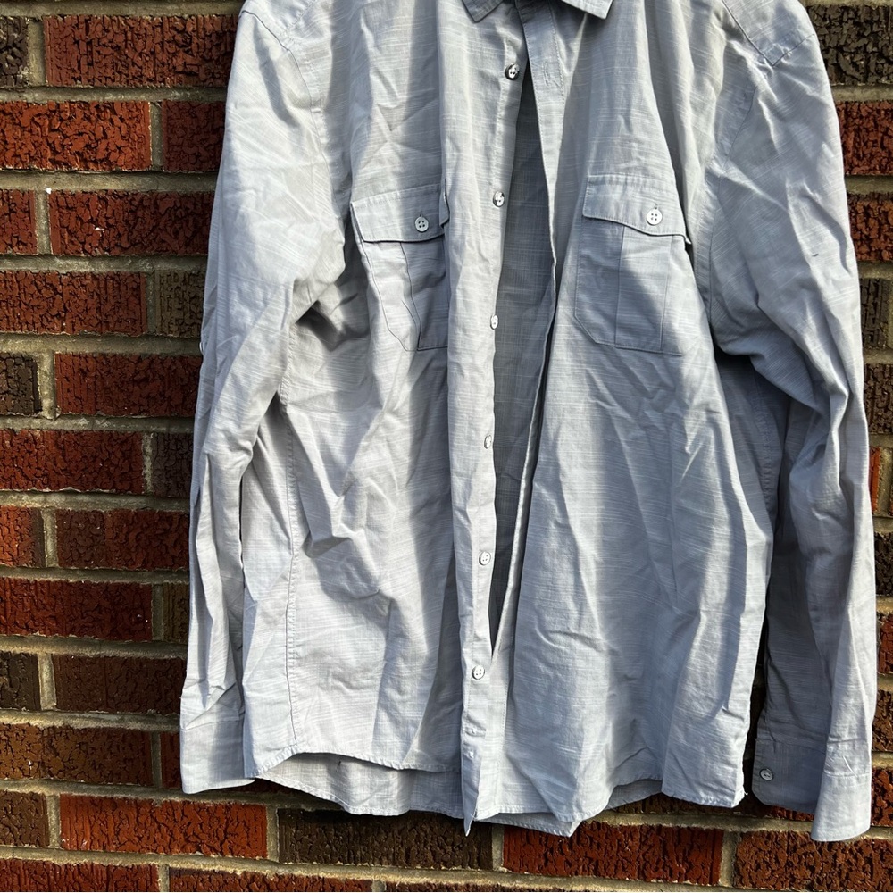 Alfani Light Gray Collared Button Down Regular Fi… - image 2